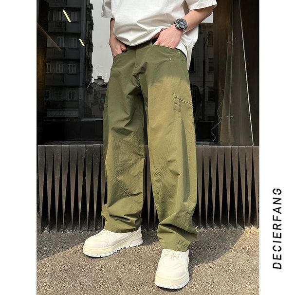 Men's Clothing Summer Thin Quick-drying Velcro Workwear Casual Pants Men's Simple Solid Color Versatile Loose Sports Harem Pants_viptrois.com