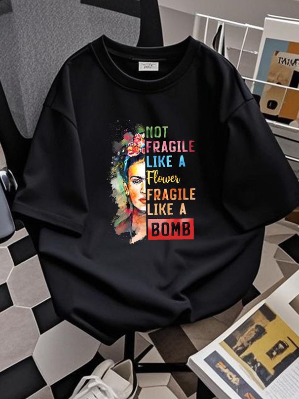 Not Fragile Like A Flower Fragile Like A Bomb T Shirt. Best Funny Men Women ART Breathable Comfortable Streetwear Graphic Top For Everyday Wear_viptrois.com