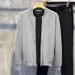 Spring And Autumn Double Zipper Solid Color Sweater Cardigan Simple Korean Version Baseball Collar Stretch Slim Fit_viptrois.com