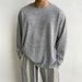 Men's Clothing Cold Feeling Round Neck Loose Casual White Sweater Wear Sense Long Sleeve Men's T Shirt Lazy Low Top High End Series_viptrois.com