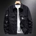 High Street Denim Jacket Men's Clothing Spring And Autumn New Motorcycle Lightning Splicing Jacket Black Trendy Brand_viptrois.com