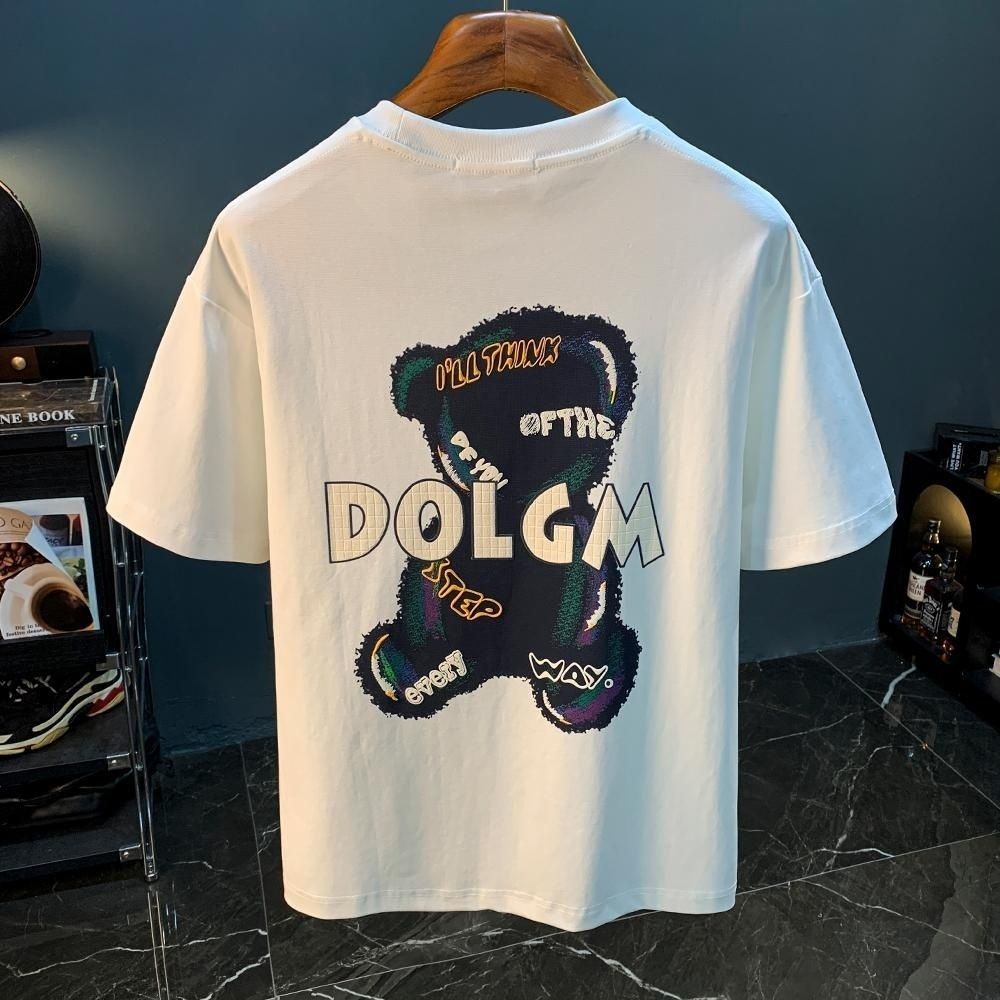 Summer New Trendy Bear Printed Men's Round Neck Short Sleeved T-shirt Ins_viptrois.com