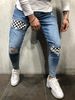 Man's clothing Men's hip hop tight fit ripped small legs Men's badge slim jeans trend_viptrois.com