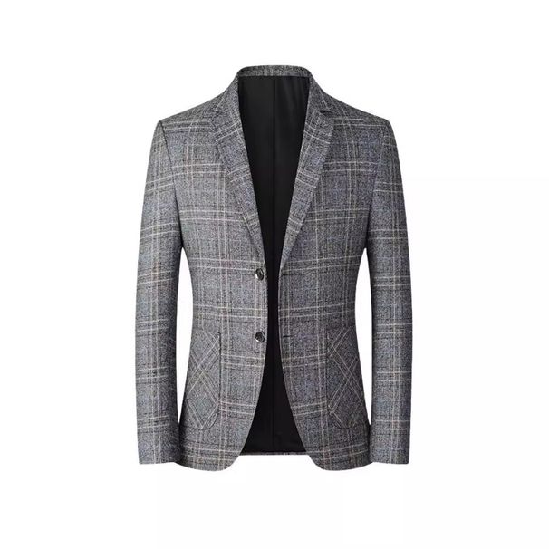 Monochrome Man- Spring And Autumn Wool Slim Fit Trench Coat Men's Plaid Jacket Suit Manufacturer_viptrois.com