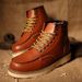 Men's Classic Martin Boots - Vintage Work Boots For Outdoor & Casual Wear - Slip-Resistant Rubber Sole - Mid-Calf Height - Brown/Black/Burgundy_viptrois.com