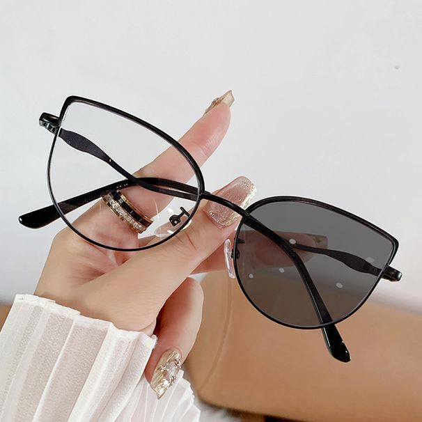 Fashion New Color-Changing Anti-Blue Light Trendy Metal Personality Non-Prescription Frames High-End Glasses For Women_viptrois.com