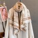 Vintage-Inspired Winter Scarf Shawl With Classic Landscape & Letter Print - Soft Faux Cashmere Wrap For Women & Men_viptrois.com