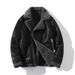Men’s Oversized Faux Shearling Jacket – Streetwear Winter Coat With Zip Closure (Sizes M-5XL, Black)_viptrois.com