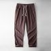 Men's Clothing Linen Casual Trousers Loose Straight Plus Size Elastic Waist Trousers_viptrois.com