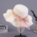 Korean version new summer women's shading, sun protection, breathable straw outdoor lace bow wave beach hat trend_viptrois.com