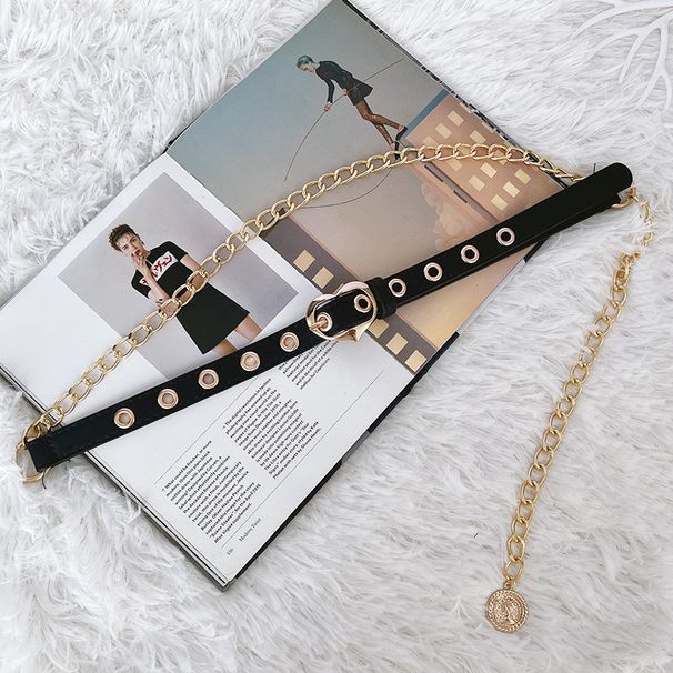 Women's Belt With Chain Decoration, Ins Style Chain, Fashionable Versatile, High-End Feel, Suitable For Dresses And_viptrois.com