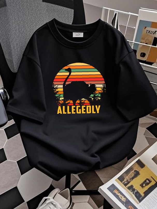 Allegedly Ostrich Letterkenny Funny Flightless Bird Lovers Black Men's T-Shirt Casual Streetwear Homme Slightly Unisex Versatile Summer Stylish_viptrois.com