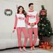 Christmas Red and white striped letter color matching Christmas family dress printed home dress pajamas_viptrois.com