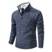 Loom Foreign Trade Autumn Winter New European And American Half-Zip Stand Collar Pullover Sweater Men's Business Striped_viptrois.com
