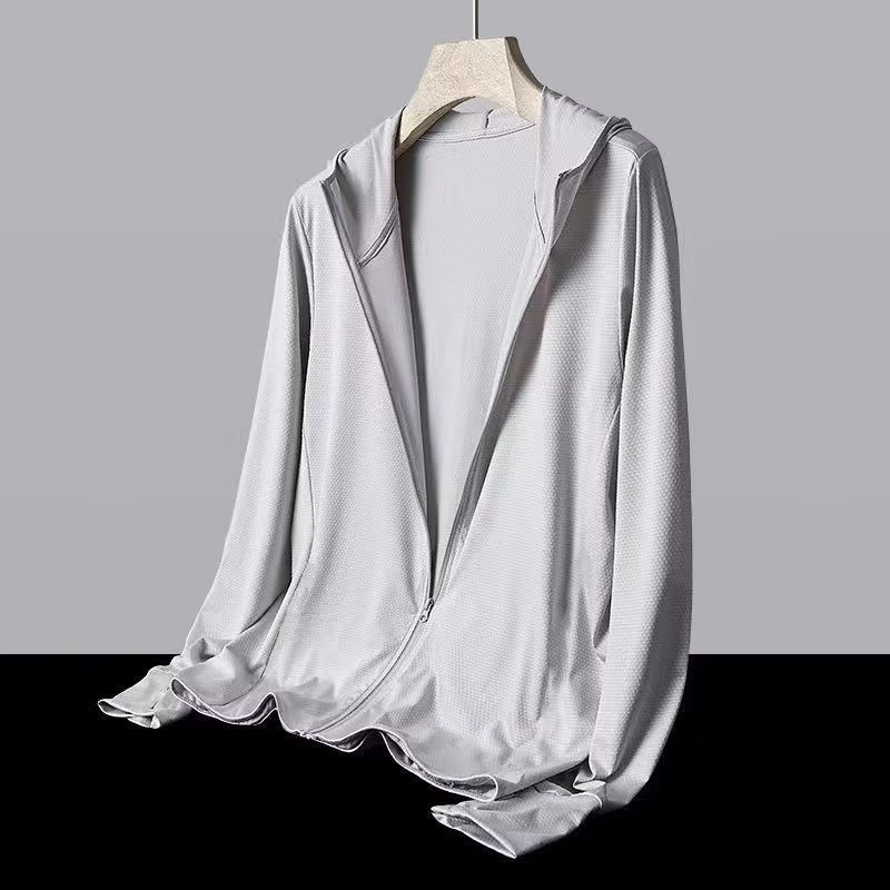 Men's Clothing Mesh Ice Silk Sun Protection Clothes Men's Summer Thin Cardigan Hooded Breathable Outdoor Fishing Jacket_viptrois.com