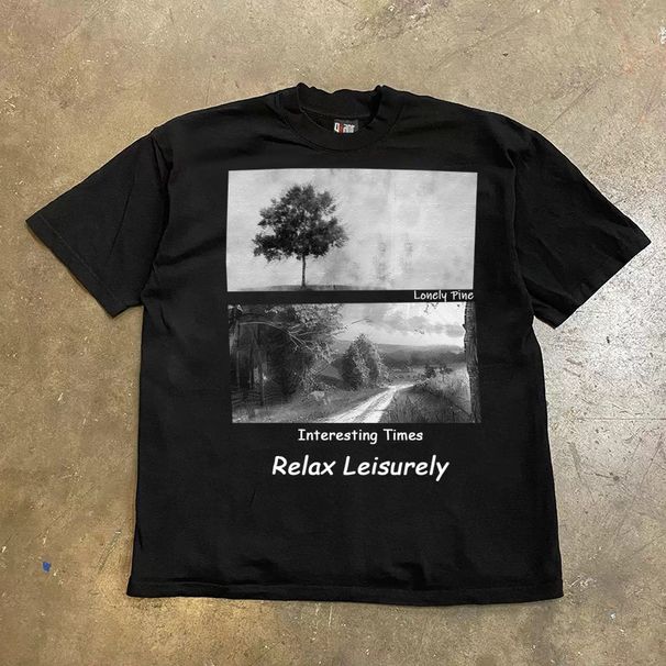 Unisex Heavyweight 250gsm Pure Cotton Oversize T-Shirt - Vintage Print Harajuku Streetwear Style Comfort Fit_viptrois.com