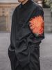 Men's Clothing red dahlia shirt embroidered flowers yohji dark unisex loose long sleeved shirt_viptrois.com