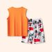 Mother & Kids Summer New Children's Cartoon Casual Fashion Sleeveless Shorts Suit Printed Two Piece Suit For Small And Medium Children_viptrois.com