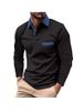 Pulse 2025 Spring Autumn New European And American Cross-Border With Pocket Men's Turn-Down Collar Long Sleeve Polo_viptrois.com