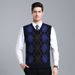 Men's Wool Knit Vest Winter Warm Sleeveless Diamond Pattern V-Neck Pullover Waistcoat For Casual Wear_viptrois.com