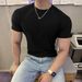 Textured Summer Short Sleeved Men's Ice Silk Cool Sports Running Training Quick Drying Solid Color T Shirt Round Neck Breathable_viptrois.com