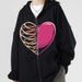 Loom 2022 European And American Dark Skull Skeleton Trendy Brand Men's Large Size Fleece Lined Zipper Hoodie Sweatshirt_viptrois.com