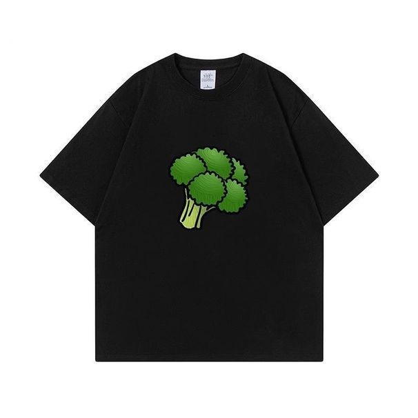 Trendy Brand Pure Cotton American Casual Fun Broccoli Printing Short-sleeved T-shirt Summer Loose Bottoming Ins Top For Men And Women_viptrois.com