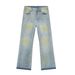 Men's Clothing Korean Street Style Distressed Tie Dye Cleanfit All Match Slightly Flared Washed Jeans Trend_viptrois.com