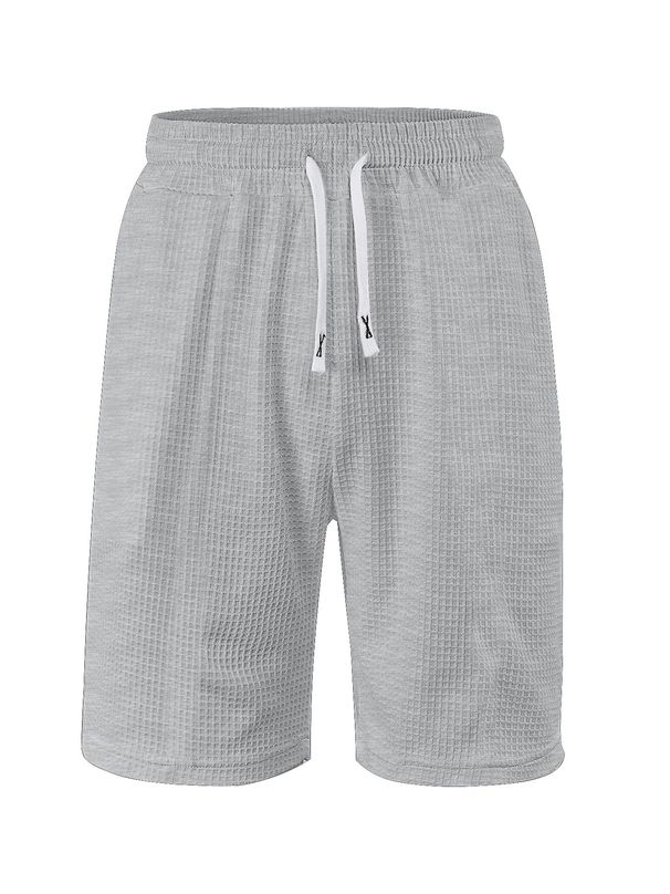 Men's Clothing Summer New Large Waffle Men's Quick Drying Solid Color Casual Shorts_viptrois.com