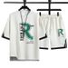 Men's Simple Versatile Short Sleeve Casual Summer Loose Comfortable Printed Crew Neck Two-Piece Set_viptrois.com