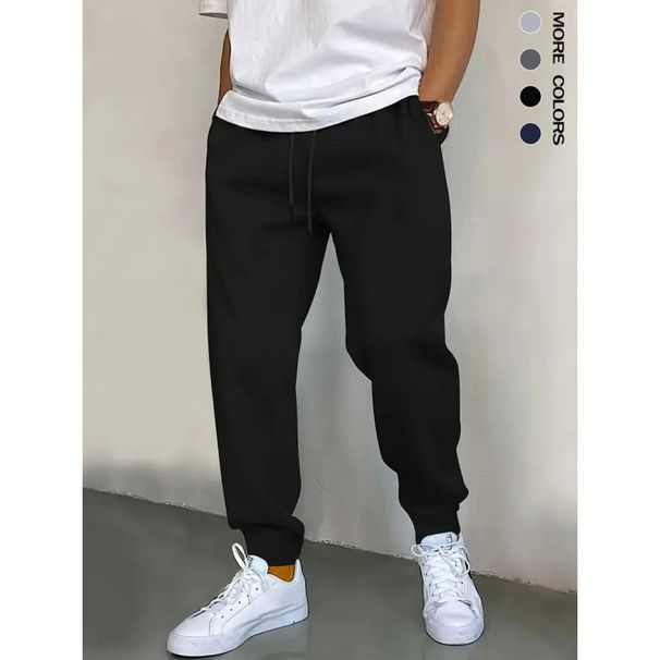 Men's Clothing Casual Jogger Pants - 220g Lightweight, Loose Fit, Drawstring Waist, Elastic Cuff, Pure Color Polyester Trousers For Everyday Wear_viptrois.com