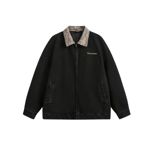 Yi Dao 2025 Spring New Style Vintage Collar Denim Jacket For Men With Embroidered Design At The Back_viptrois.com
