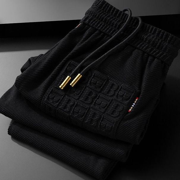 Men's Clothing Light Luxury Summer Thin Twill Versatile Goods Sports Pants Men's Brand Cuffs Convex Rubber Letter Casual Pants Men_viptrois.com