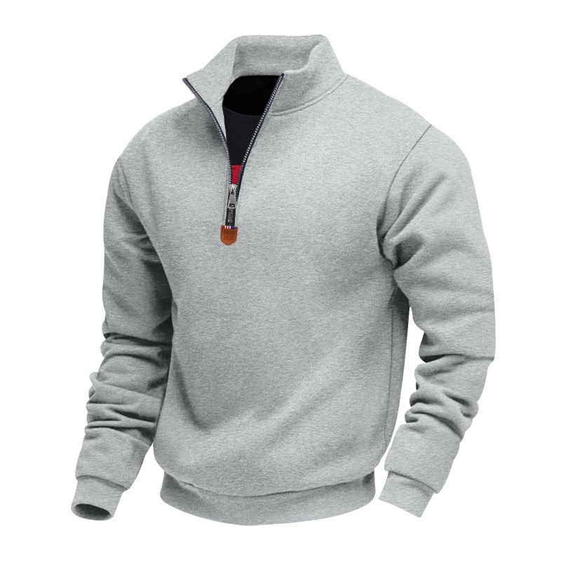 Men's Heavyweight Fleece Stand Collar Sweatshirt – Winter Loose Fit Casual Pullover With Logo_viptrois.com