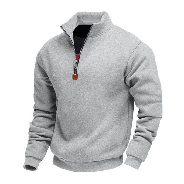 Men's Heavyweight Fleece Stand Collar Sweatshirt – Winter Loose Fit Casual Pullover With Logo_viptrois.com