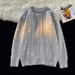 Men's Cable Knit Sweater – Oversized Retro Pullover With Textured Stitch, Streetwear Inspired Loose Fit_viptrois.com