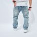 New Casual Jeans Men's American Trend Loose Fitting High Street Wide Leg Pants Selfie_viptrois.com
