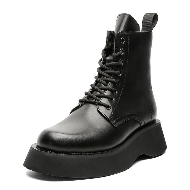American Thick-soled Heightening Tooling Boots Fleece Short Boots Retro Locomotive Style Martin Boots_viptrois.com