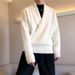 Autumn And Winter Solid Color Large V Neck Drape Personality Sweater Men's Loose Lazy Style Casual Knitted Sweater Jacket_viptrois.com