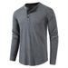 Men's Waffle-Knit Henley Shirt – Breathable Long Sleeve Tee (95% Polyester, Stretch Fit, Moisture-Wicking)_viptrois.com