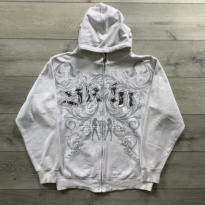 Men's Clothing Men's Y2K Streetwear Hoodie With 3D Hip-Hop Print, Loose Fit Casual Pullover, Zip-Up Fashion Sweatshirt For Urban Style_viptrois.com