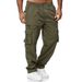 2023 Men's New Casual Multi-pocket Loose Straight Overalls Outdoor Trousers Fiess Pants For Men_viptrois.com