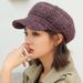 Autumn Winter New Elegant Large Head Circumference Plaid Woolen Octagonal Hat Beret British Style Hot Sale_viptrois.com
