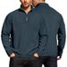 Men's Fleece Half-Zip Stand Collar Long Sleeve Sweatshirt - Winter Warm Pullover For Casual & Outdoor (Khaki, Dark Gray, Black, Coffee, Navy)_viptrois.com