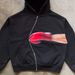 Y2K Punk Zip-Up Hoodie – Oversized Dark Aesthetic Pullover With Fist Print (S-XL)_viptrois.com