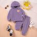 Mother & Kids Hot Selling Autumn And Winter Children's Suit Solid Color Coral Fleece Warm Hooded Sweatshirt Trousers Bear Cute Casual_viptrois.com