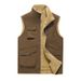 Men’S Fleece-Lined Work Vest – Multi-Pocket Utility Vest With Stand Collar, Lightweight & Warm For Outdoor, Hiking, Casual Wear_viptrois.com