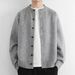 2025 Knitted Cardigan Jacket For Men Cleanfit Sweater Men's Autumn Winter Versatile Lazy Round Neck Knitwear_viptrois.com