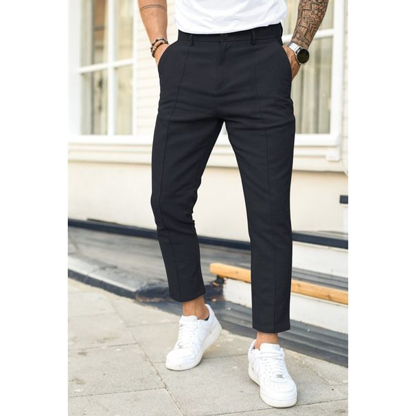 Men's 2024 New Spring And Autumn Men's Double Pleated Line Solid Color Casual Formal Trousers_viptrois.com