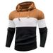 Men's Jacquard Hooded Sweatshirt | Color-Block Pullover With Fleece Lining | Autumn Streetwear Essential (Wine Red, Army Green, Navy,)_viptrois.com